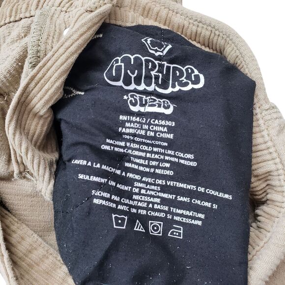 Empyre Suzie Corduroy Bib Overalls Medium Beige Pockets Grunge Skater Y2K - Picture 5 of 14